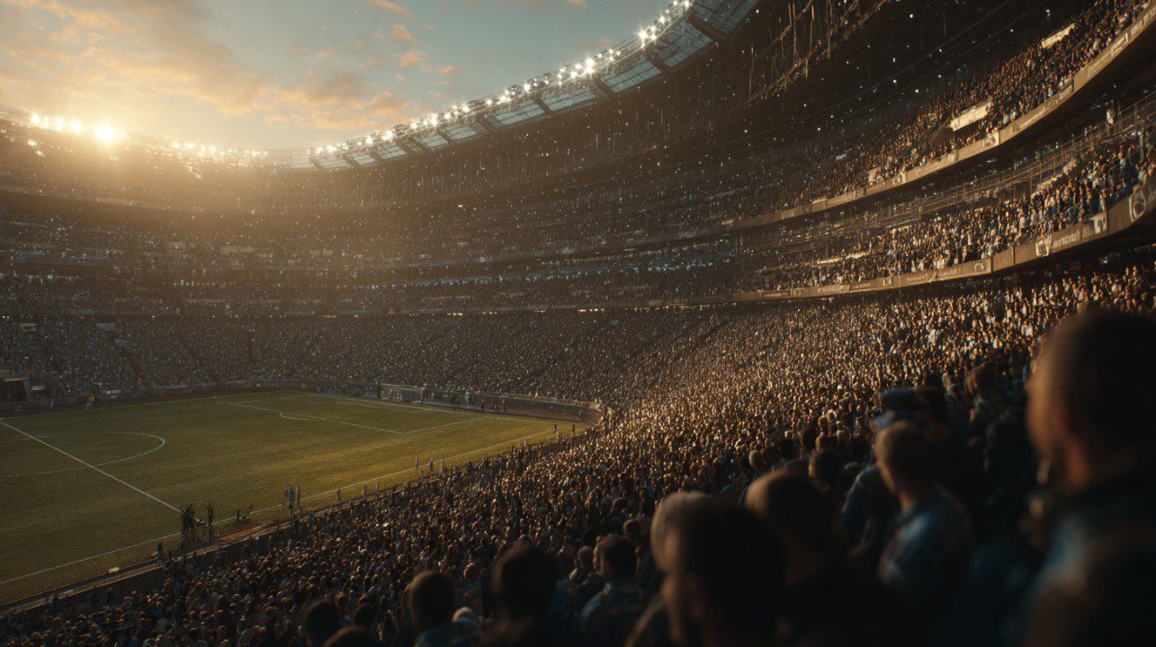 Estádio de futebol iluminado